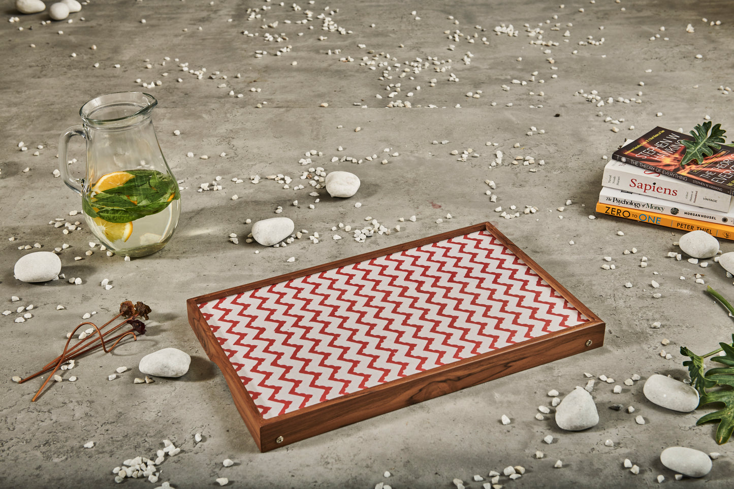 A Tiny Mistake Red Chevron Butler Tray, Laptop Desk, Breakfast Table