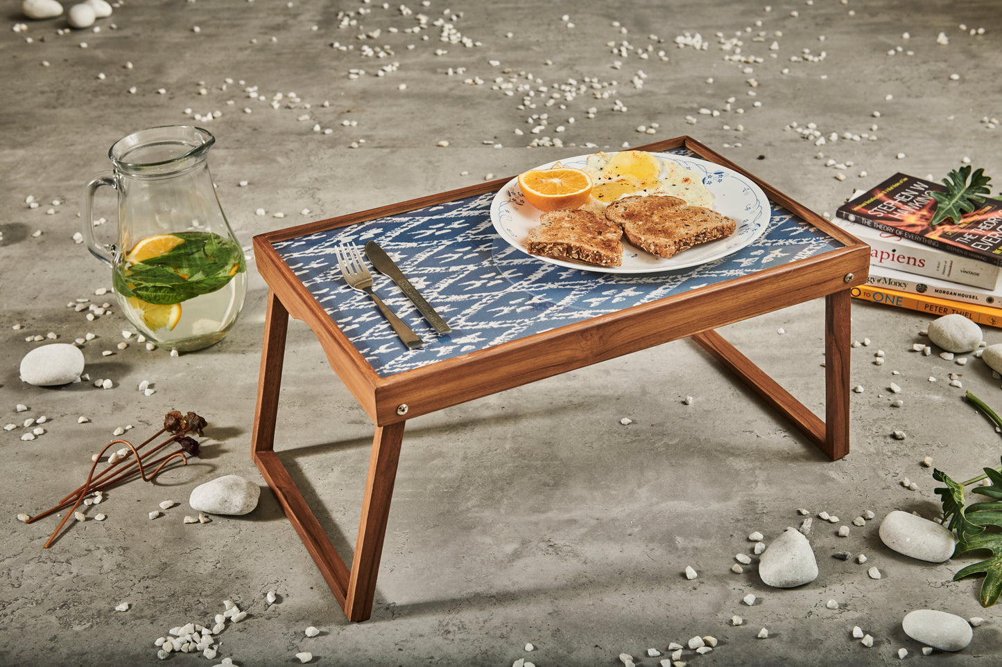 A Tiny Mistake Blue Diamond Pattern Butler Tray, Laptop Desk, Breakfast Table
