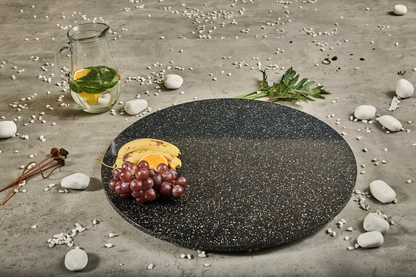A Tiny Mistake Black Granite Wooden Table Turner, Dining Table Organisation, Lazy Susan for Dining Room Decor