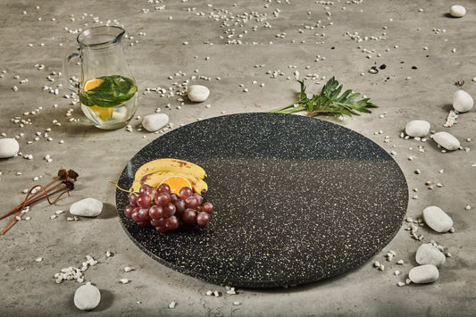 A Tiny Mistake Black Granite Wooden Table Turner, Dining Table Organisation, Lazy Susan for Dining Room Decor