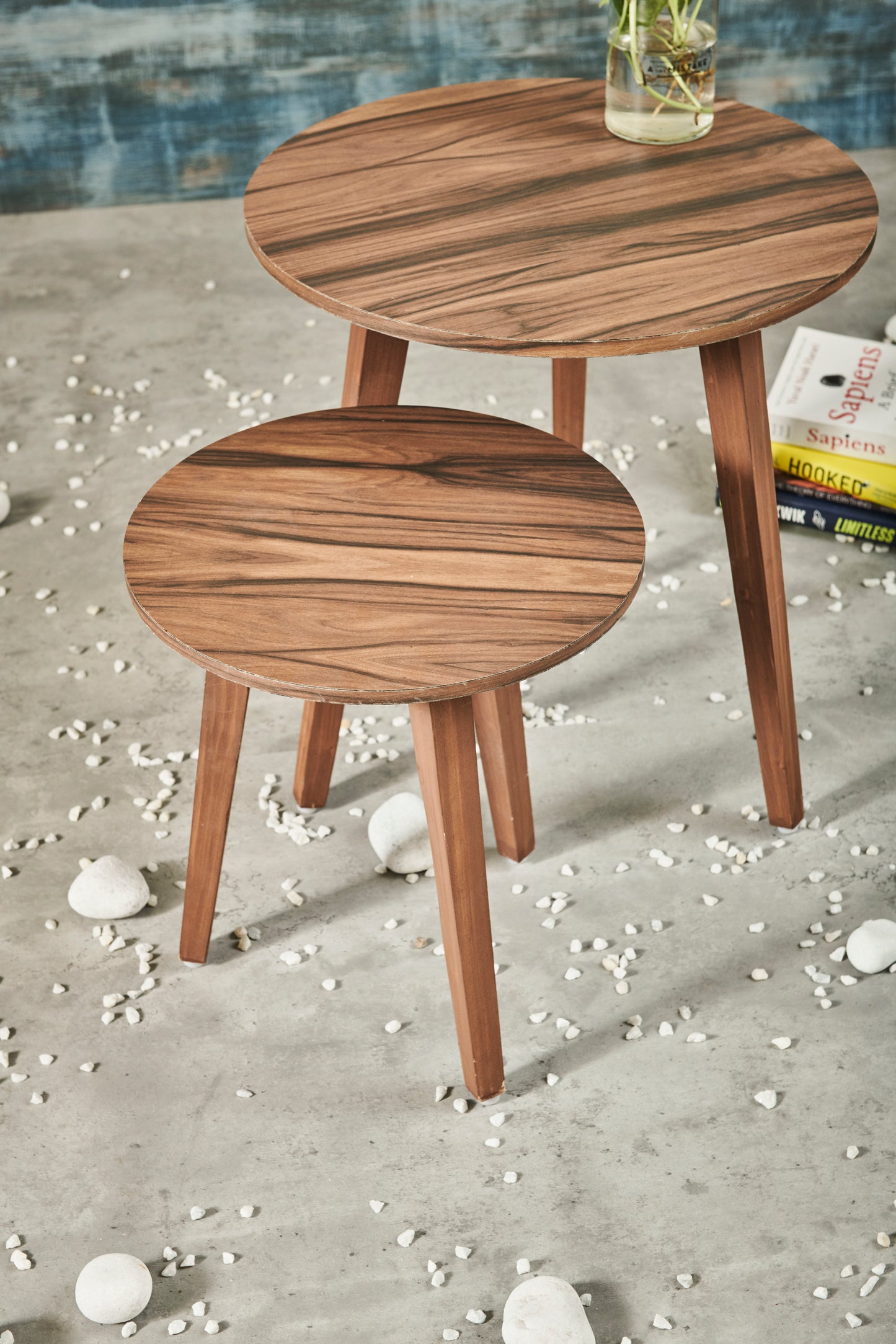 A Tiny Mistake Walnut Matt Finish Wooden Nesting Tables (Set of 2), Living Room Decor