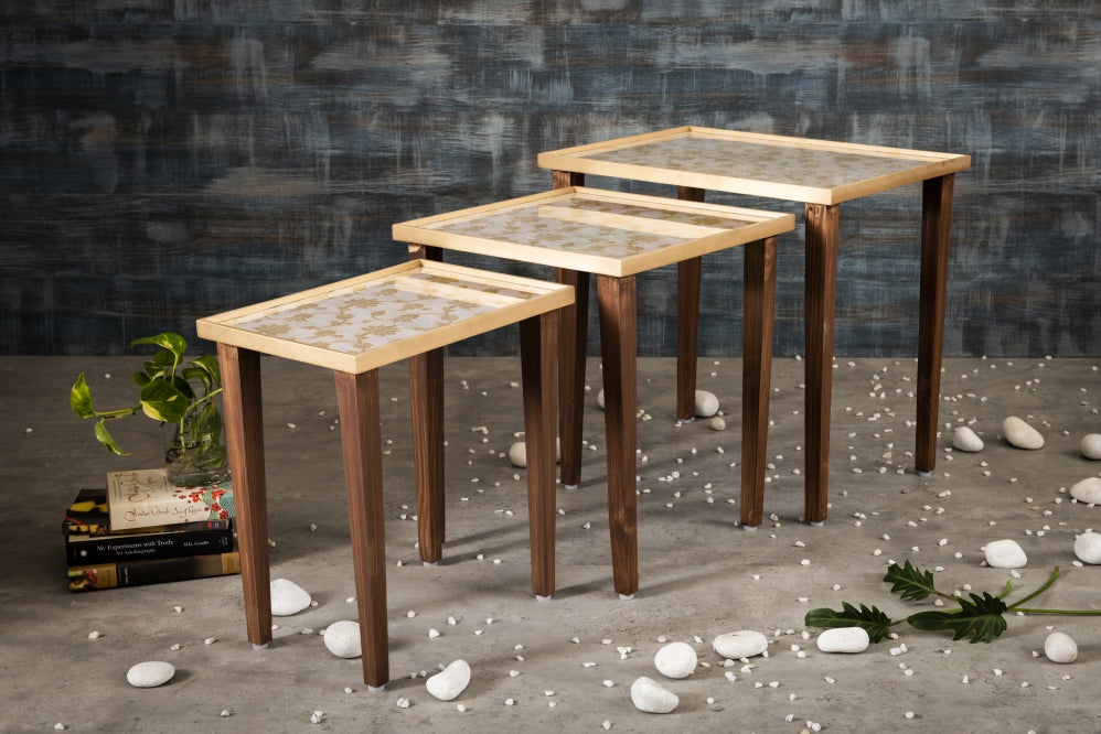 A Tiny Mistake Majestic White Wooden Rectangle Nesting Tables (Set of 3), Living Room Decor