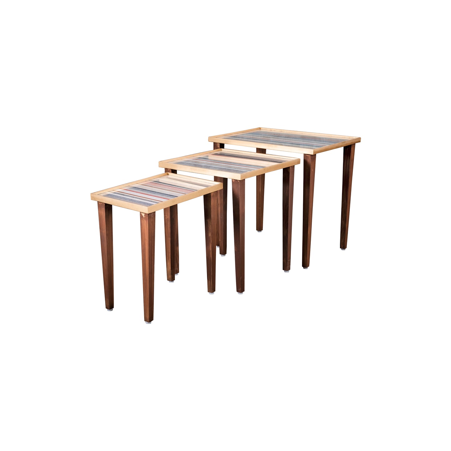 A Tiny Mistake Linen Lines Wooden Rectangle Nesting Tables (Set of 3), Living Room Decor