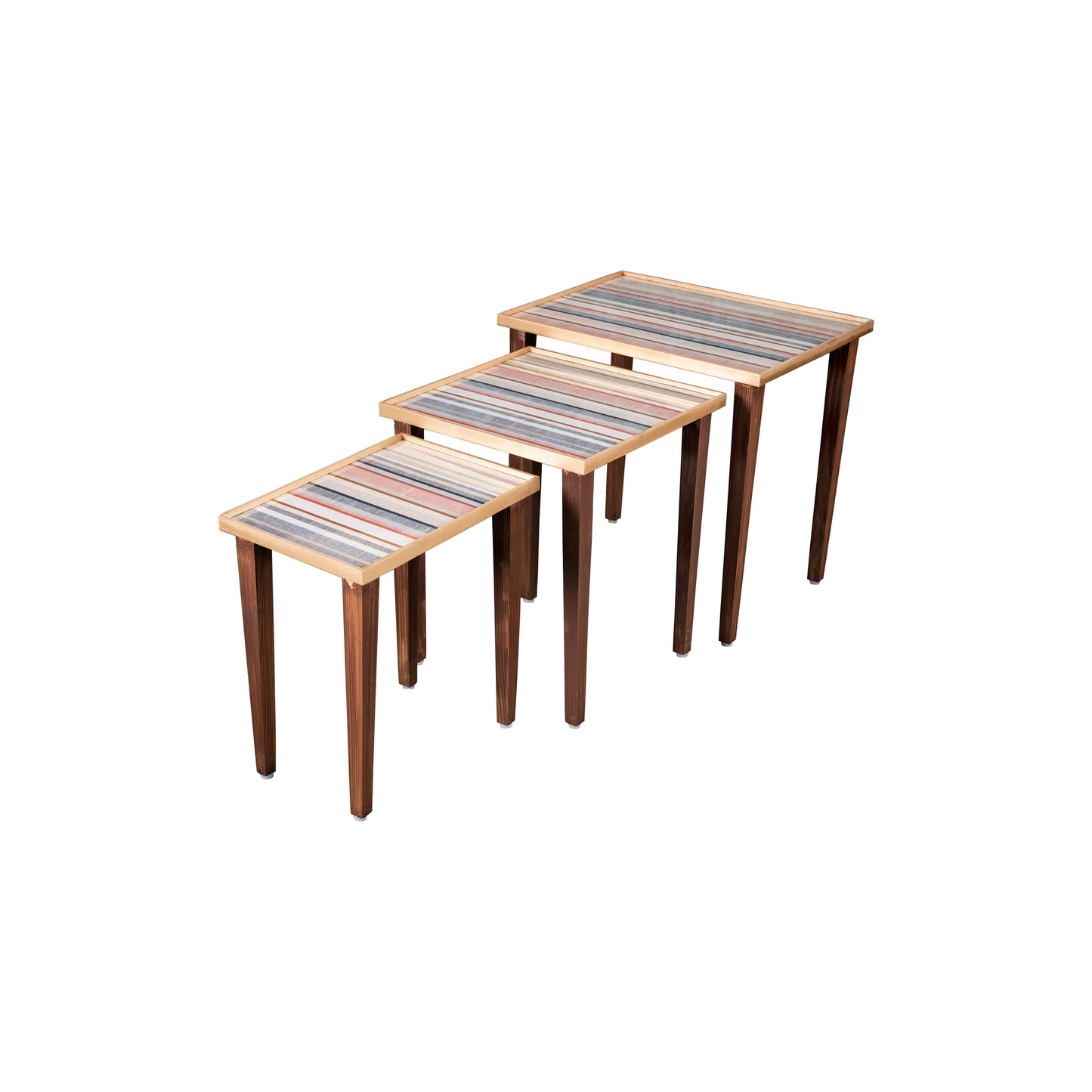A Tiny Mistake Linen Lines Wooden Rectangle Nesting Tables (Set of 3), Living Room Decor