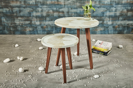 A Tiny Mistake Gold Blossom Wooden Nesting Tables (Set of 2), Living Room Decor