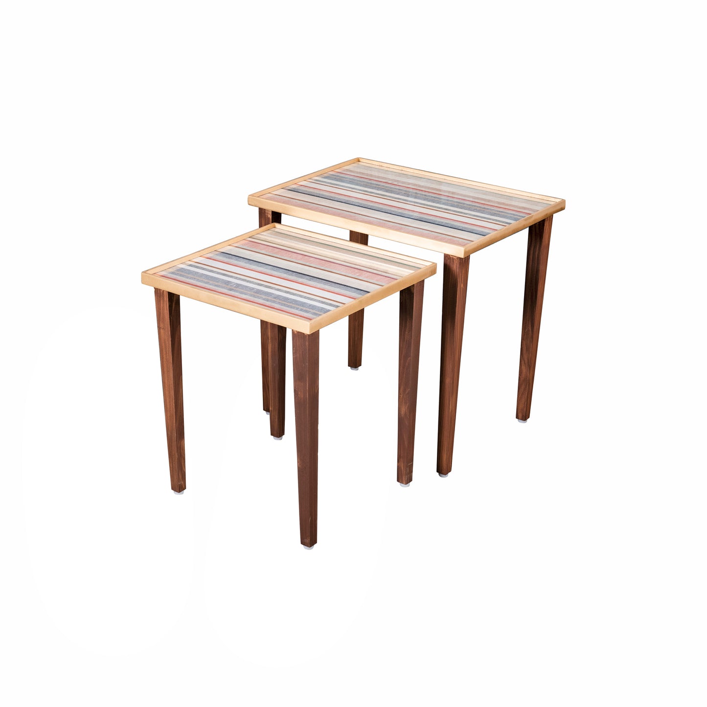 A Tiny Mistake Linen Lines Wooden Rectangle Nesting Tables (Set of 2), Living Room Decor