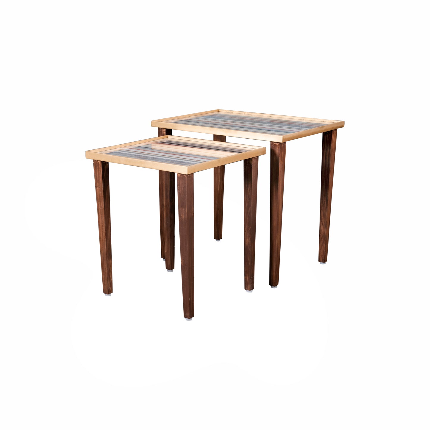 A Tiny Mistake Linen Lines Wooden Rectangle Nesting Tables (Set of 2), Living Room Decor