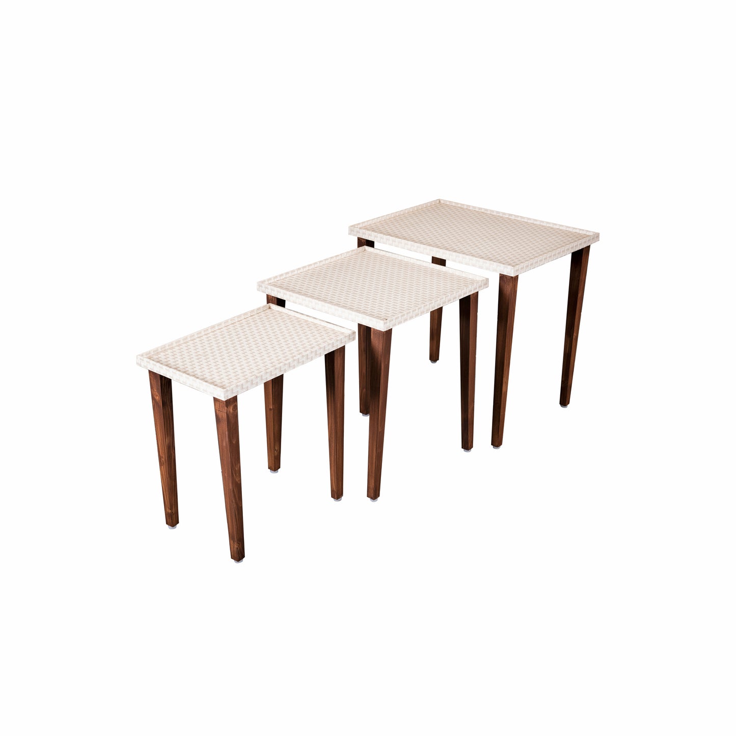 A Tiny Mistake Herringbone Beige Wooden Rectangle Nesting Tables (Set of 3), Living Room Decor