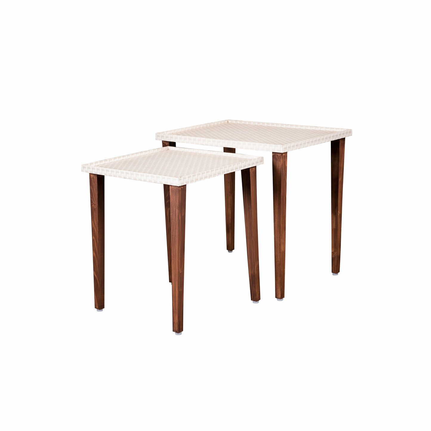 A Tiny Mistake Herringbone Beige Wooden Rectangle Nesting Tables (Set of 2), Living Room Decor