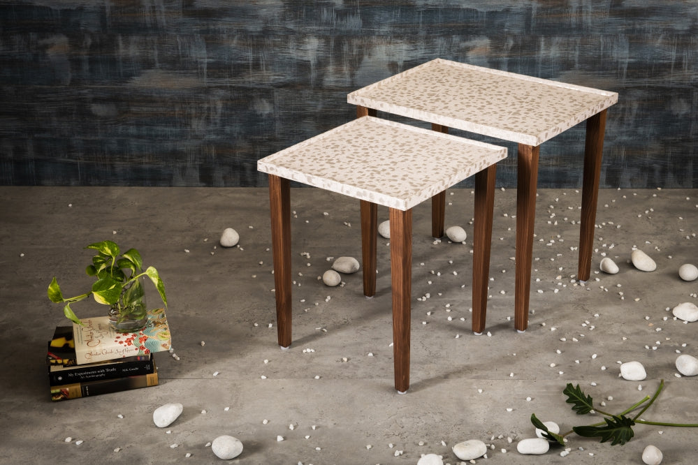 A Tiny Mistake Chaandi Wooden Rectangle Nesting Tables (Set of 2), Living Room Decor