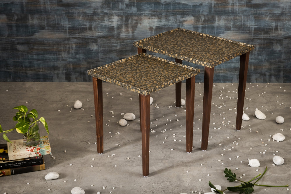 A Tiny Mistake Syaahi Wooden Rectangle Nesting Tables (Set of 2), Living Room Decor