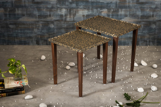 A Tiny Mistake Syaahi Wooden Rectangle Nesting Tables (Set of 2), Living Room Decor