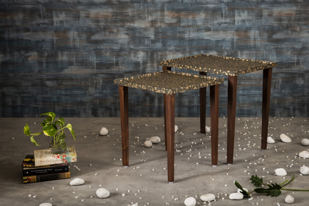 A Tiny Mistake Syaahi Wooden Rectangle Nesting Tables (Set of 2), Living Room Decor