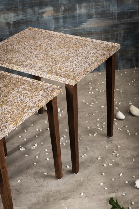 A Tiny Mistake Honeycomb Wooden Rectangle Nesting Tables (Set of 2), Living Room Decor