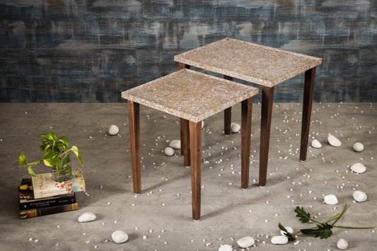 A Tiny Mistake Honeycomb Wooden Rectangle Nesting Tables (Set of 2), Living Room Decor