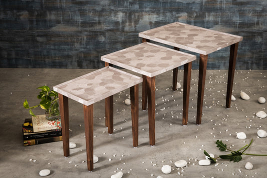 A Tiny Mistake Allure Rose Gold Wooden Rectangle Nesting Tables (Set of 3), Living Room Decor