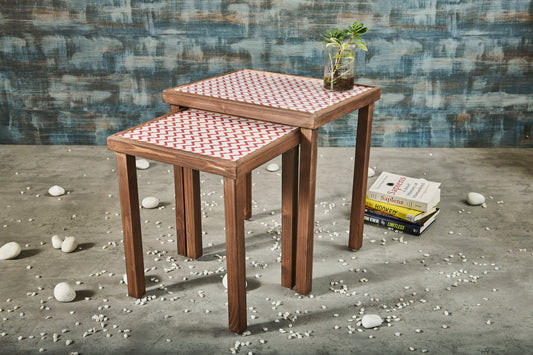 A Tiny Mistake Chevron Red Rectangle Nesting Tables (Set of Two)