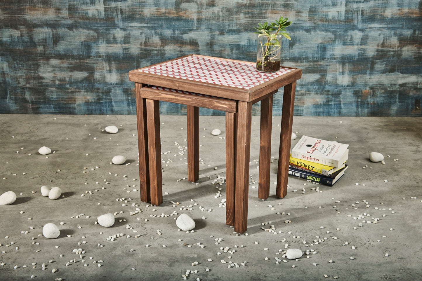 A Tiny Mistake Chevron Red Rectangle Nesting Tables (Set of Two)