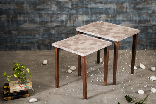 A Tiny Mistake Allure Rose Gold Wooden Rectangle Nesting Tables (Set of 2), Living Room Decor