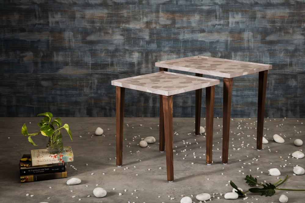 A Tiny Mistake Allure Rose Gold Wooden Rectangle Nesting Tables (Set of 2), Living Room Decor