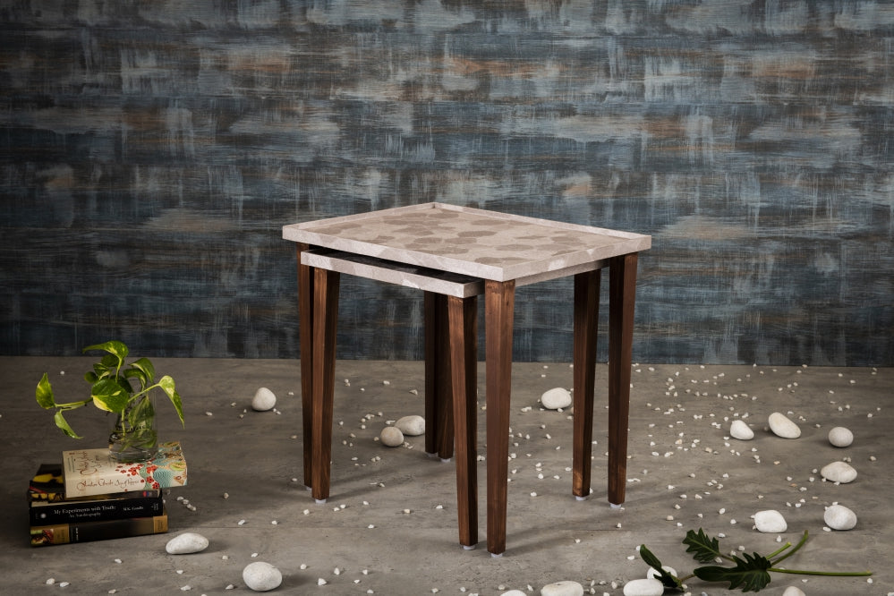 A Tiny Mistake Allure Rose Gold Wooden Rectangle Nesting Tables (Set of 2), Living Room Decor