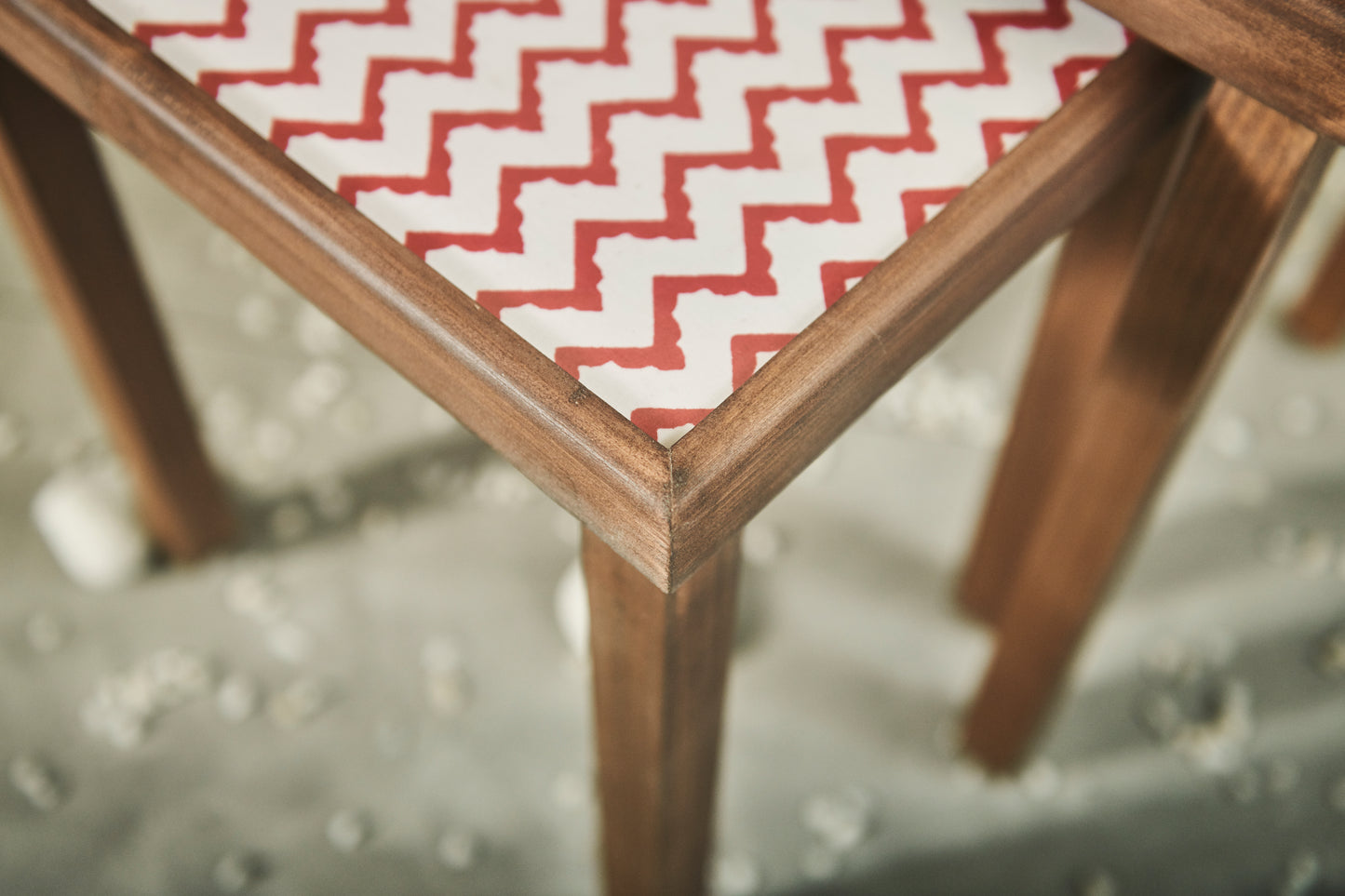 A Tiny Mistake Chevron Red Rectangle Nesting Tables (Set of Two)