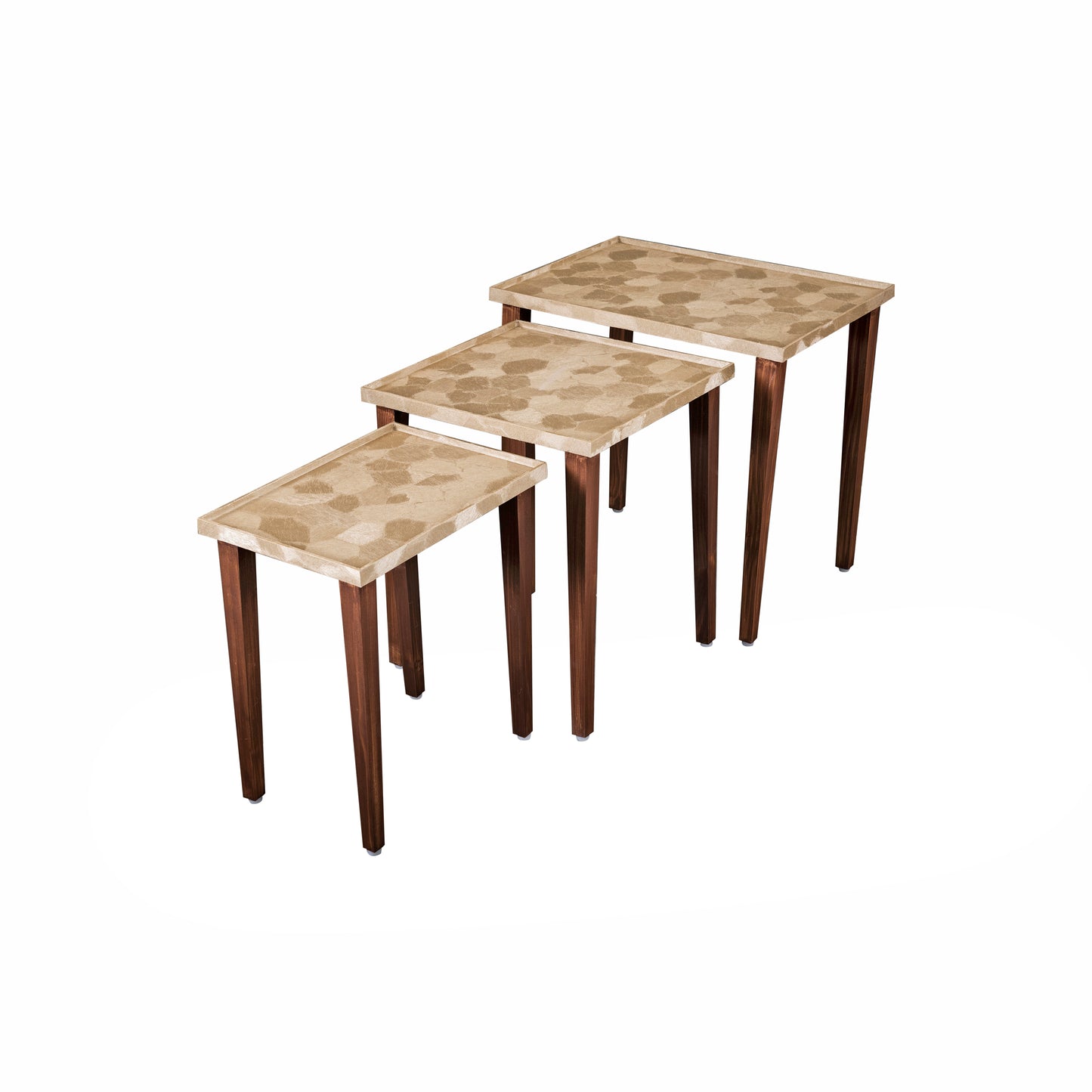 A Tiny Mistake Allure Gold Wooden Rectangle Nesting Tables (Set of 3), Living Room Decor