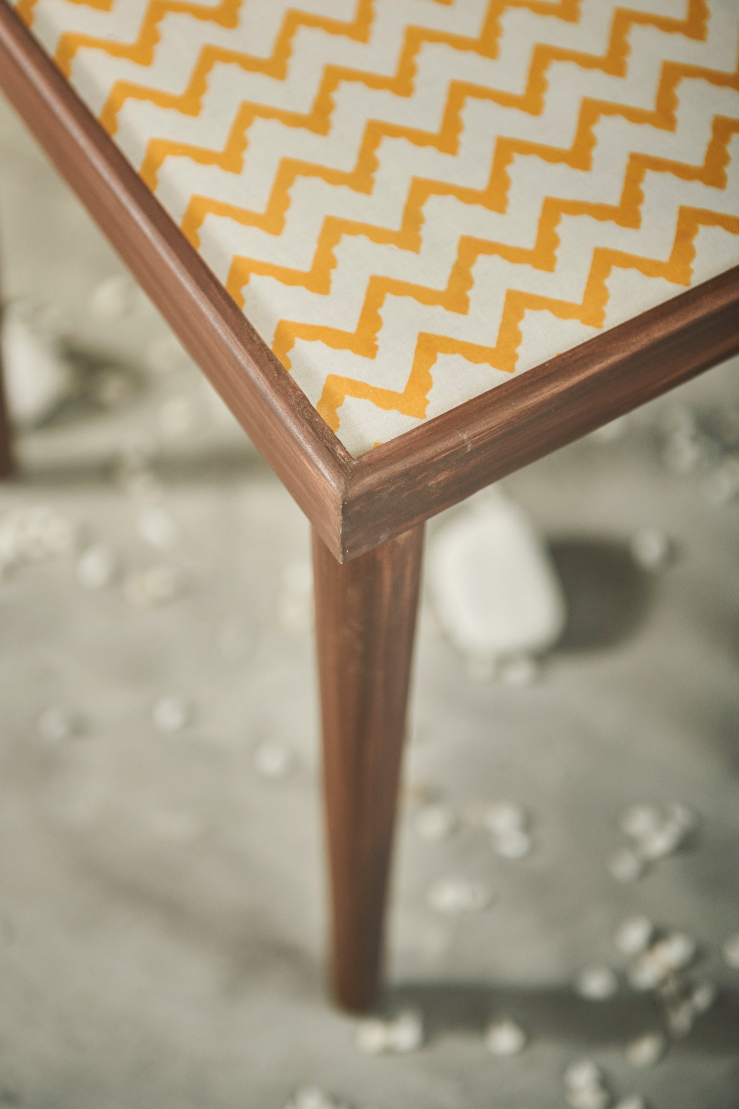A Tiny Mistake Chevron Yellow Rectangle Nesting Tables (Set of Two)