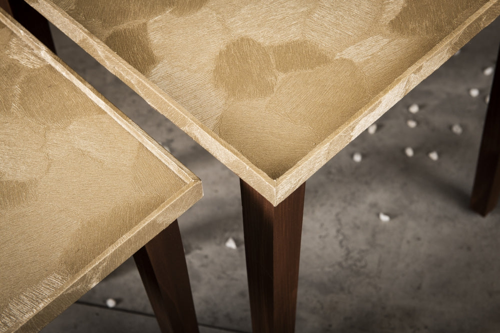 A Tiny Mistake Allure Gold Wooden Rectangle Nesting Tables (Set of 3), Living Room Decor