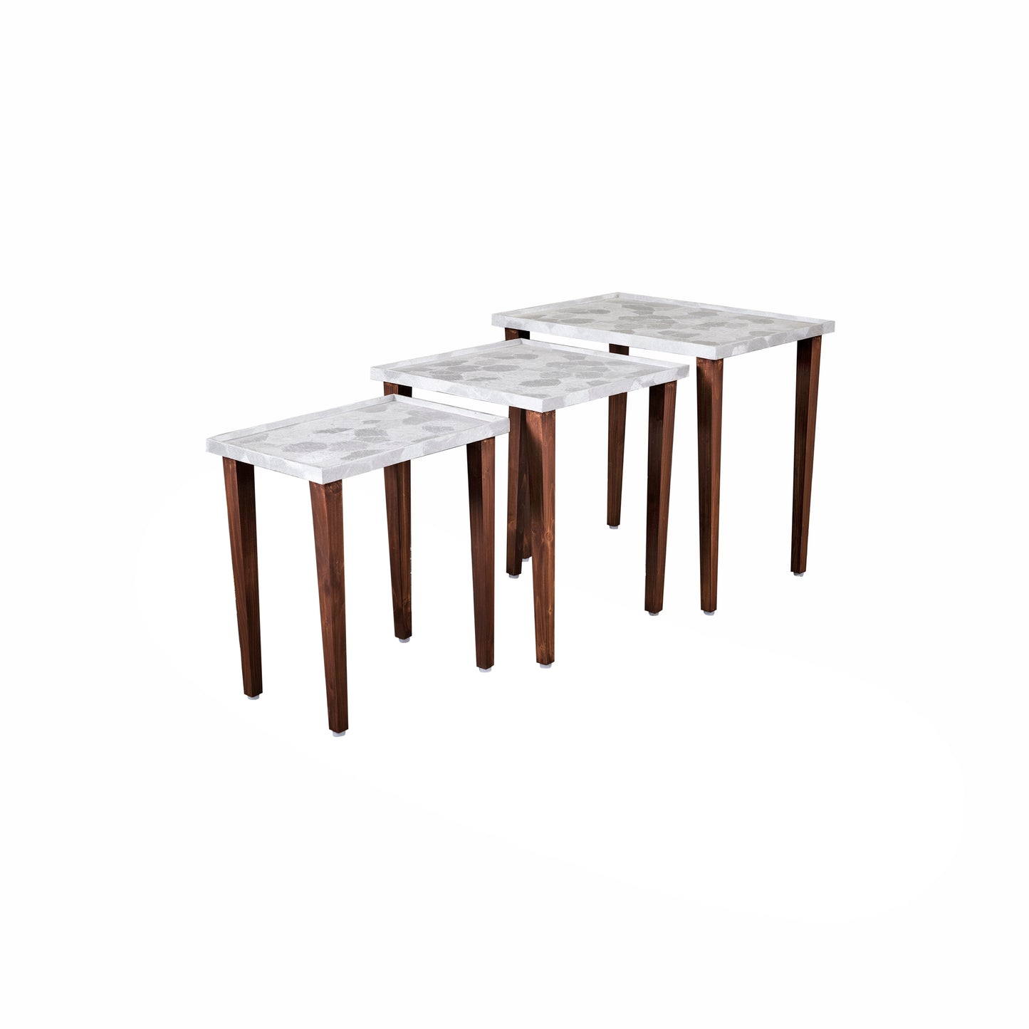 A Tiny Mistake Allure Silver Wooden Rectangle Nesting Tables (Set of 3), Living Room Decor