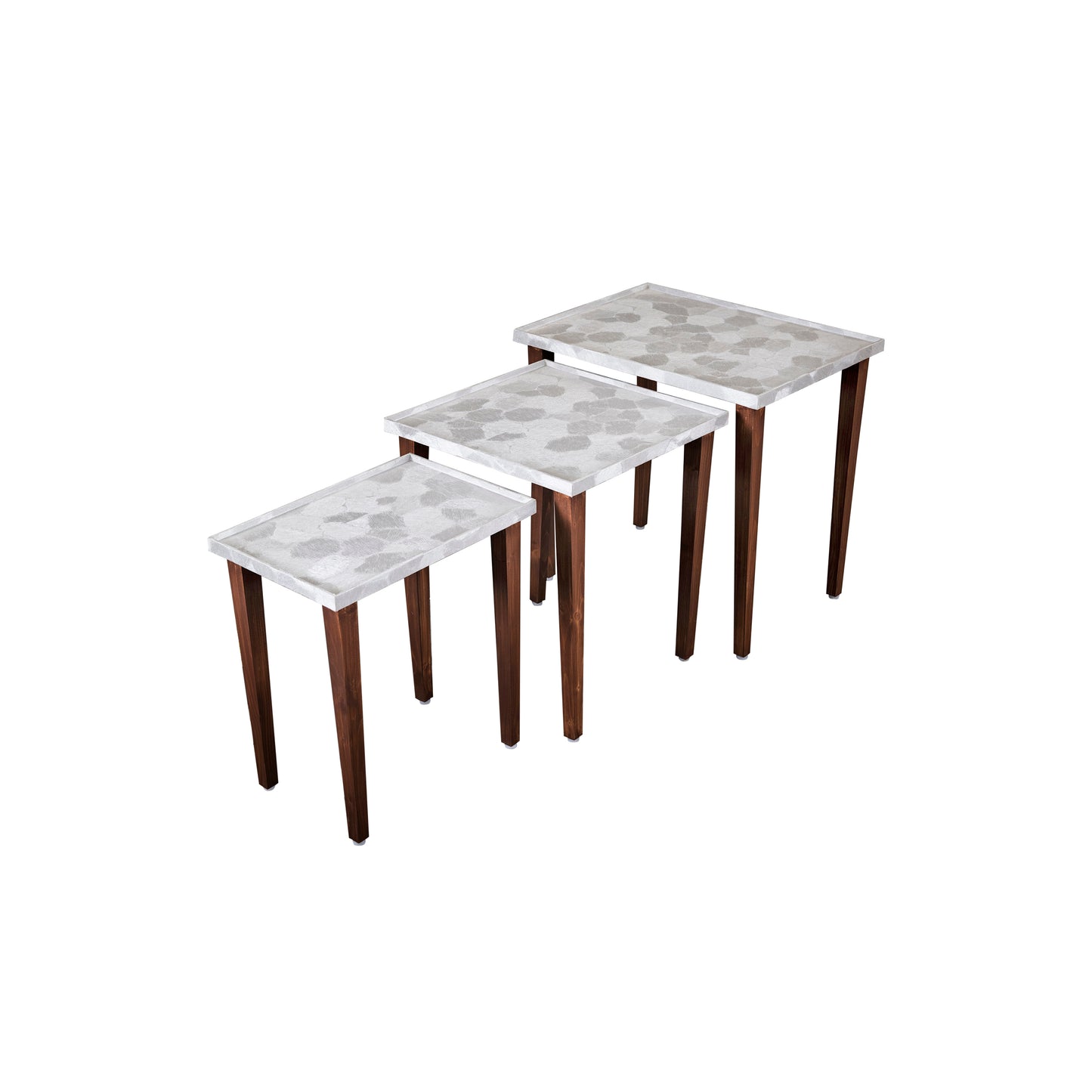 A Tiny Mistake Allure Silver Wooden Rectangle Nesting Tables (Set of 3), Living Room Decor