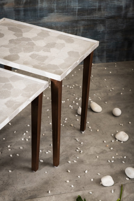 A Tiny Mistake Allure Silver Wooden Rectangle Nesting Tables (Set of 3), Living Room Decor