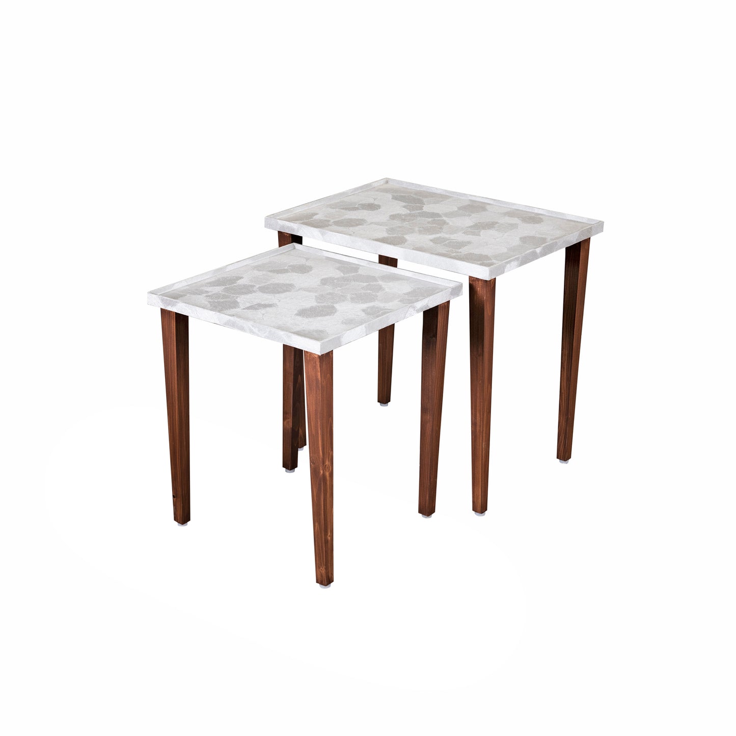A Tiny Mistake Allure Silver Wooden Rectangle Nesting Tables (Set of 2), Living Room Decor