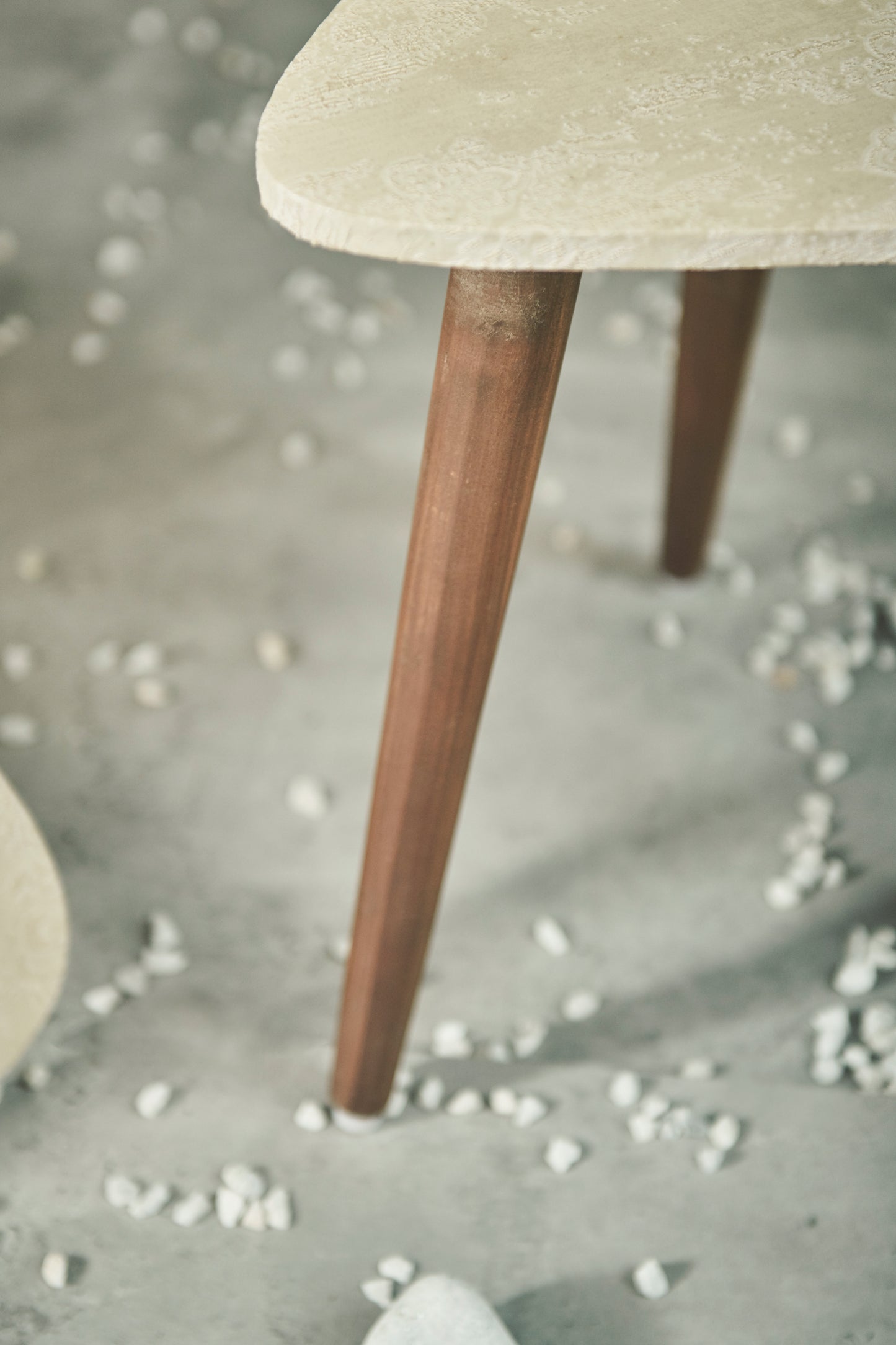 A Tiny Mistake Elegant White Motifs Trinity Side Table, End Table (Set of 2)