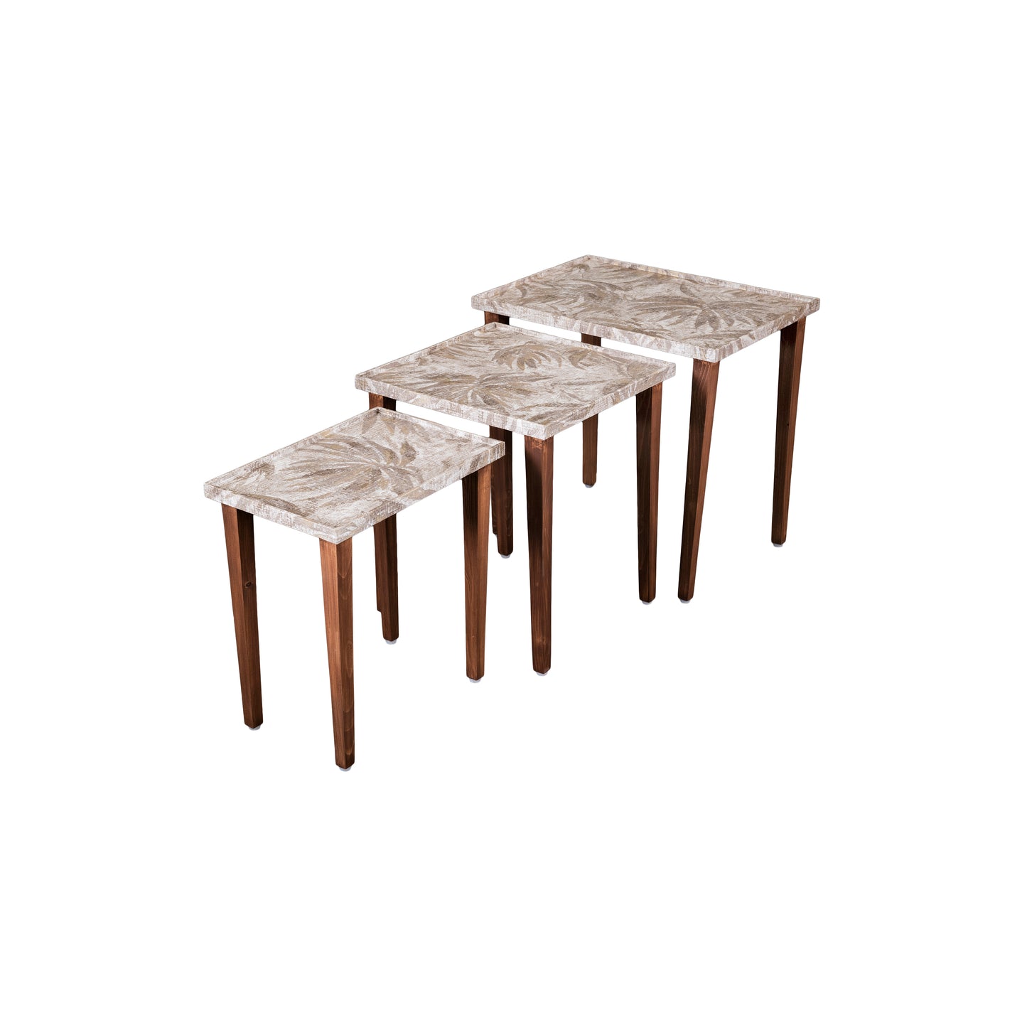 A Tiny Mistake Palm Bronze Wooden Rectangle Nesting Tables (Set of 3), Living Room Decor