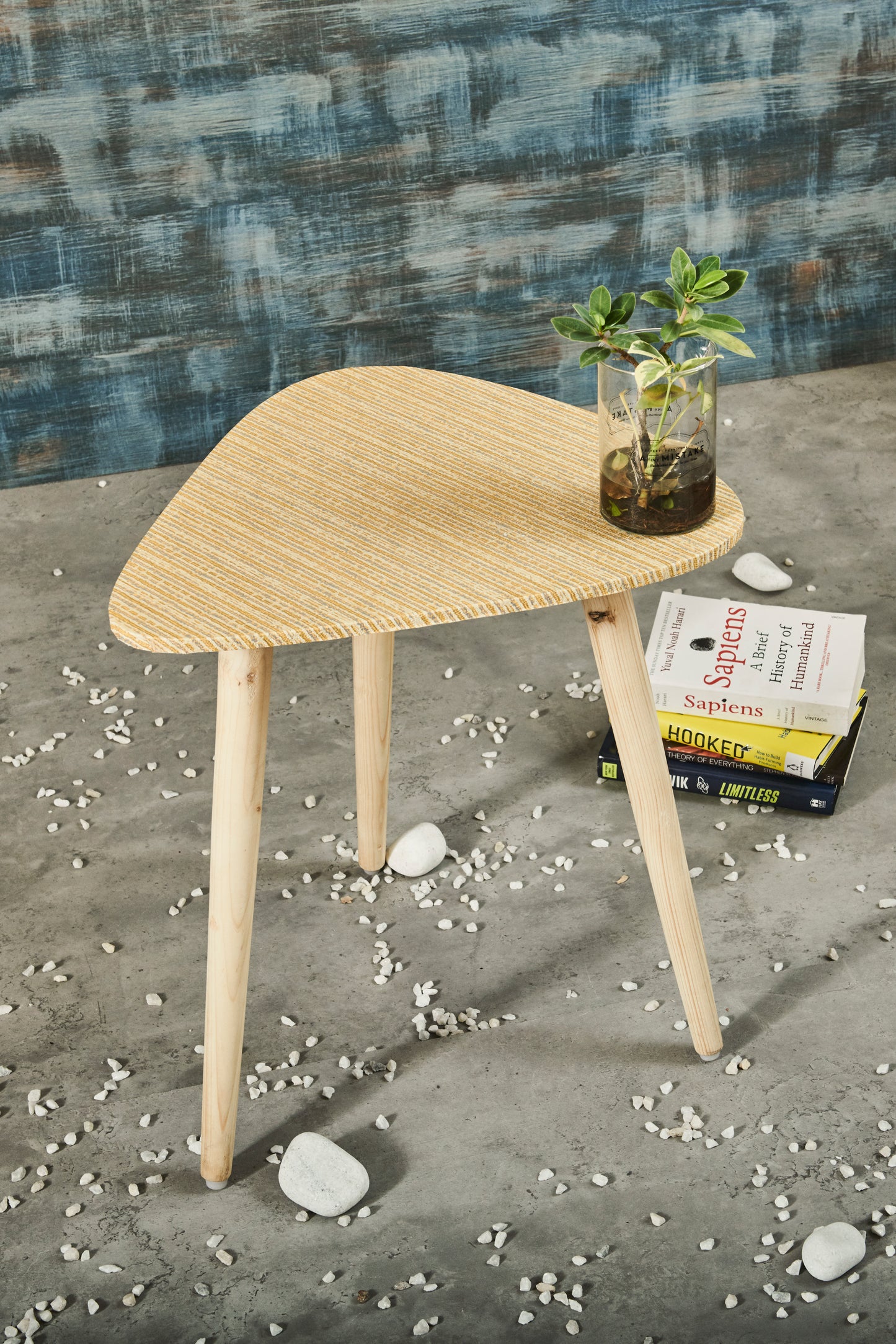 A Tiny Mistake Khadi Weave Pattern Trinity Side Table, End Table (1 Piece)