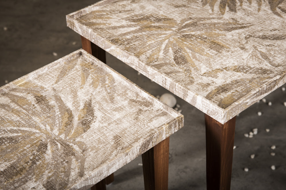 A Tiny Mistake Palm Bronze Wooden Rectangle Nesting Tables (Set of 2), Living Room Decor