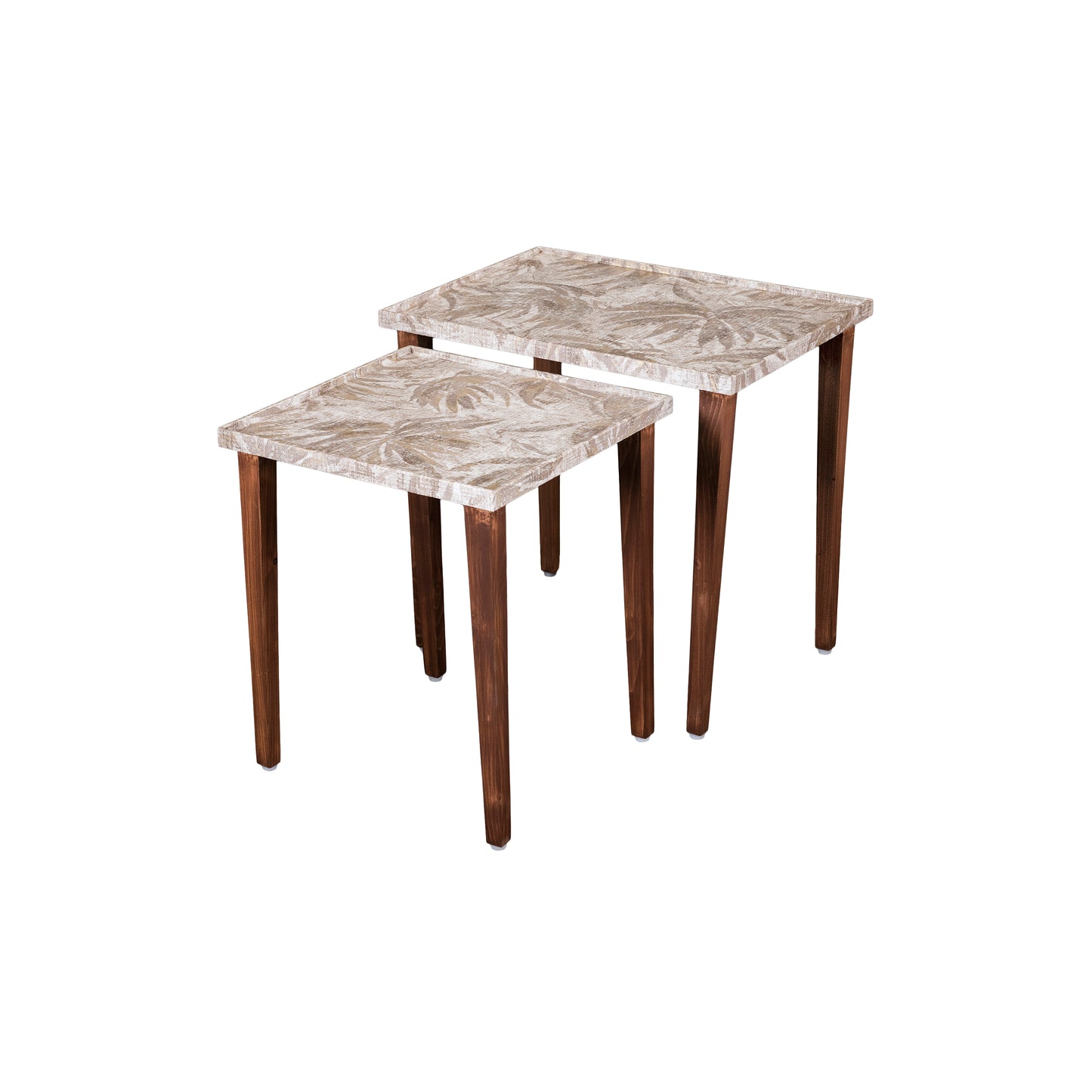 A Tiny Mistake Palm Bronze Wooden Rectangle Nesting Tables (Set of 2), Living Room Decor