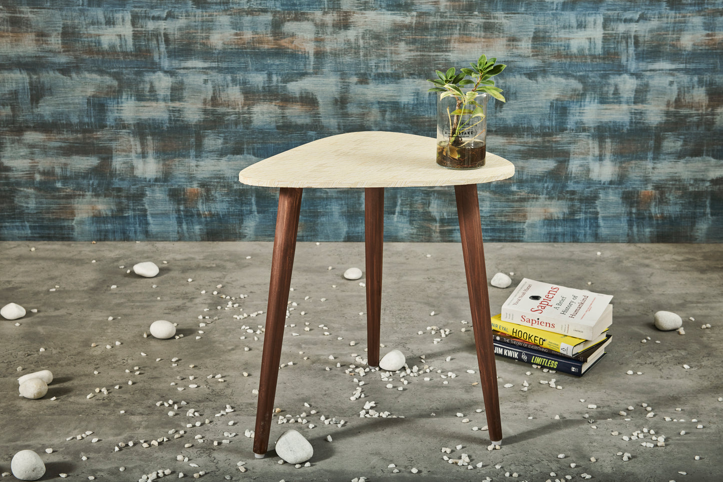 A Tiny Mistake Golden Herringbone Pattern Trinity Side Table, End Table (1 Piece)