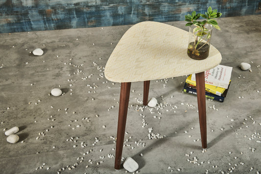 A Tiny Mistake Golden Herringbone Pattern Trinity Side Table, End Table (1 Piece)