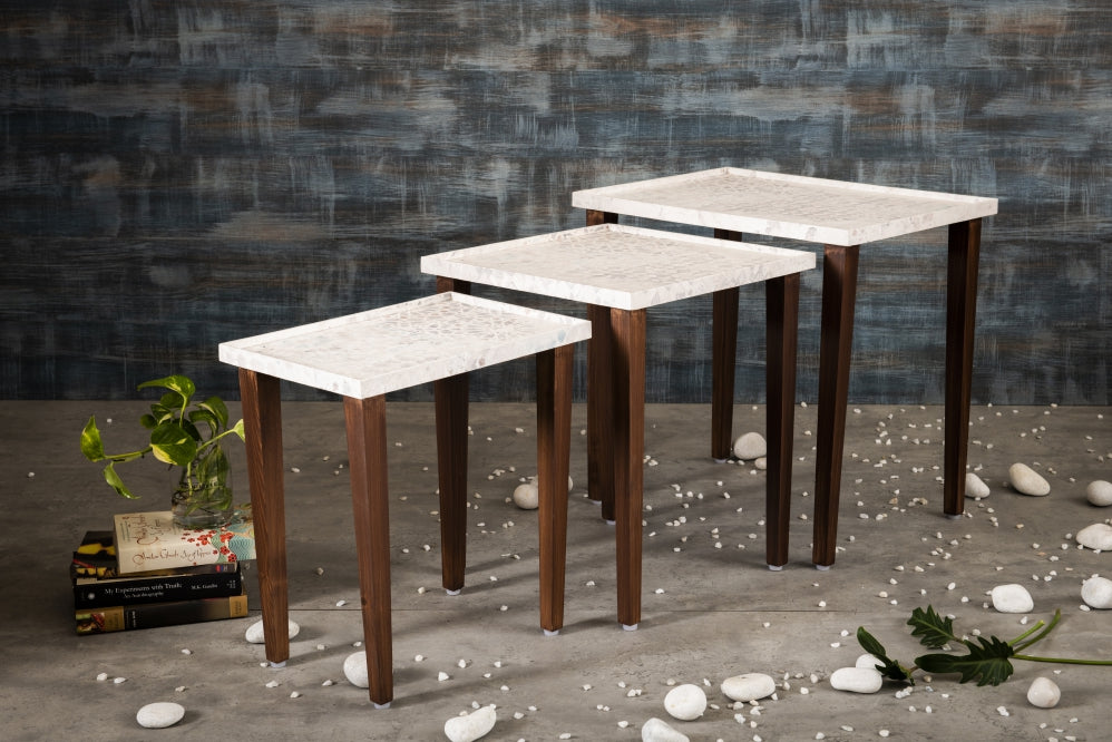 A Tiny Mistake Bhav Wooden Rectangle Nesting Tables (Set of 3), Living Room Decor