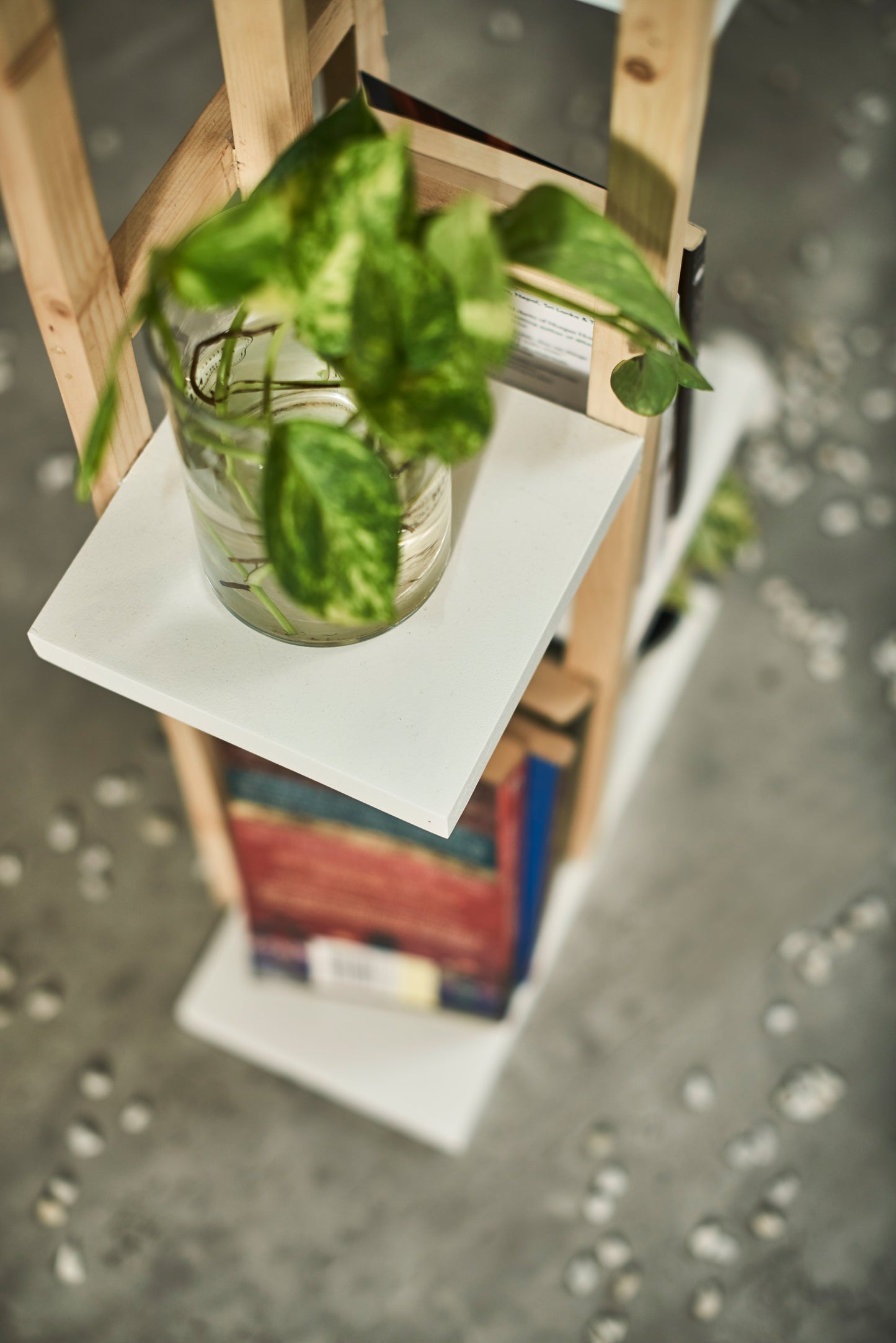 A Tiny MistakeAll Purpose Five Tier Stand (One Piece) (For Planters, Ornaments and Accessories) (Natural Pine Wood Stand with White Planks)