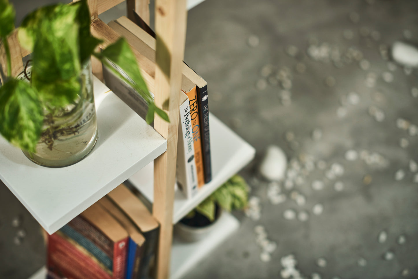 A Tiny MistakeAll Purpose Five Tier Stand (One Piece) (For Planters, Ornaments and Accessories) (Natural Pine Wood Stand with White Planks)