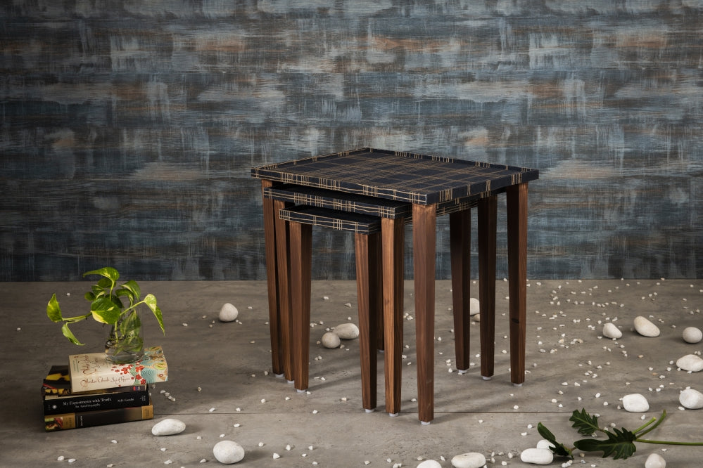 A Tiny Mistake Tesseract Wooden Rectangle Nesting Tables (Set of 3), Living Room Decor