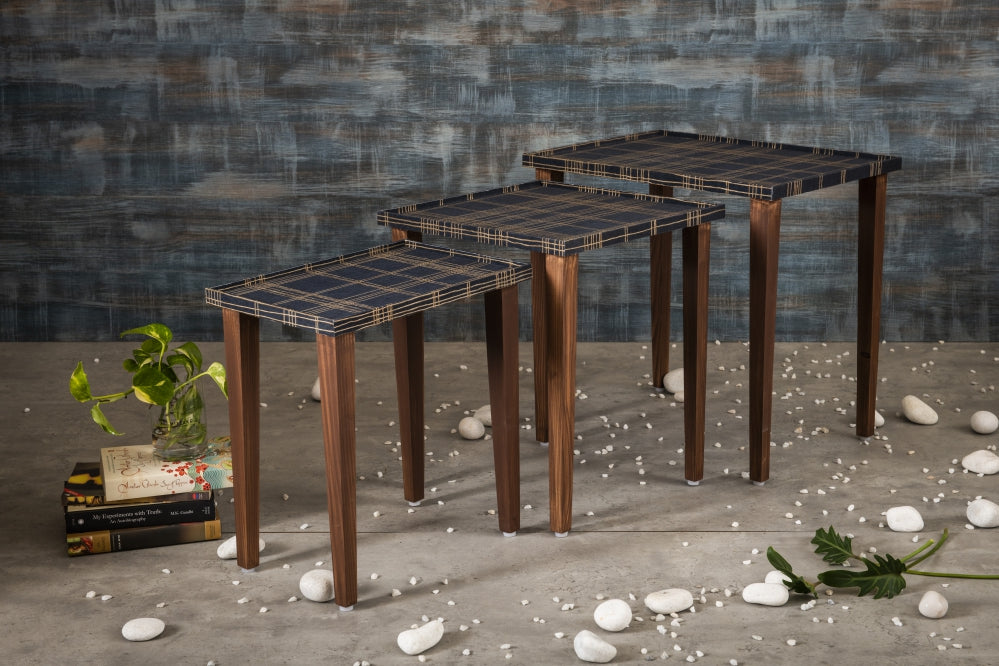 A Tiny Mistake Tesseract Wooden Rectangle Nesting Tables (Set of 3), Living Room Decor
