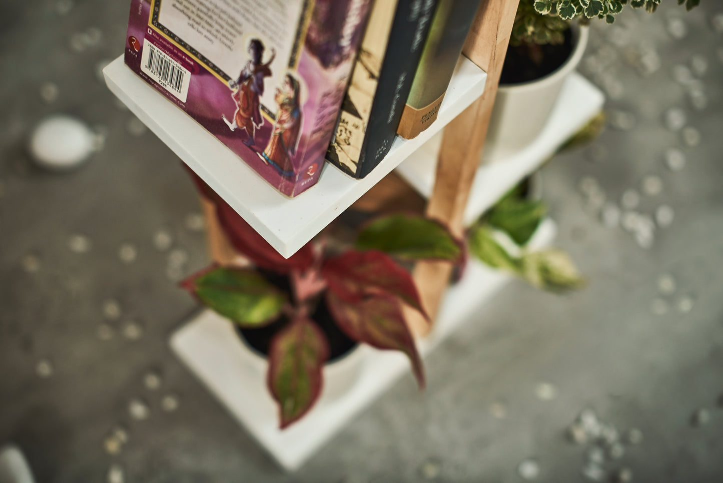 A Tiny MistakeAll Purpose Five Tier Stand (One Piece) (For Planters, Ornaments and Accessories) (Natural Pine Wood Stand with White Planks)