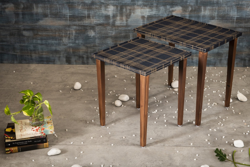 A Tiny Mistake Tesseract Wooden Rectangle Nesting Tables (Set of 2), Living Room Decor