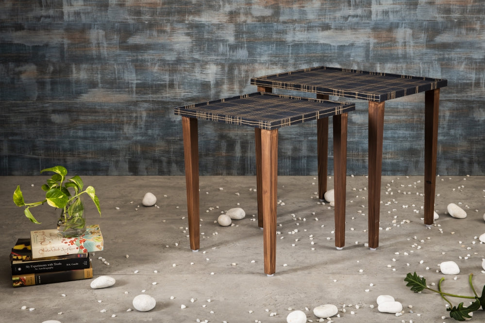 A Tiny Mistake Tesseract Wooden Rectangle Nesting Tables (Set of 2), Living Room Decor