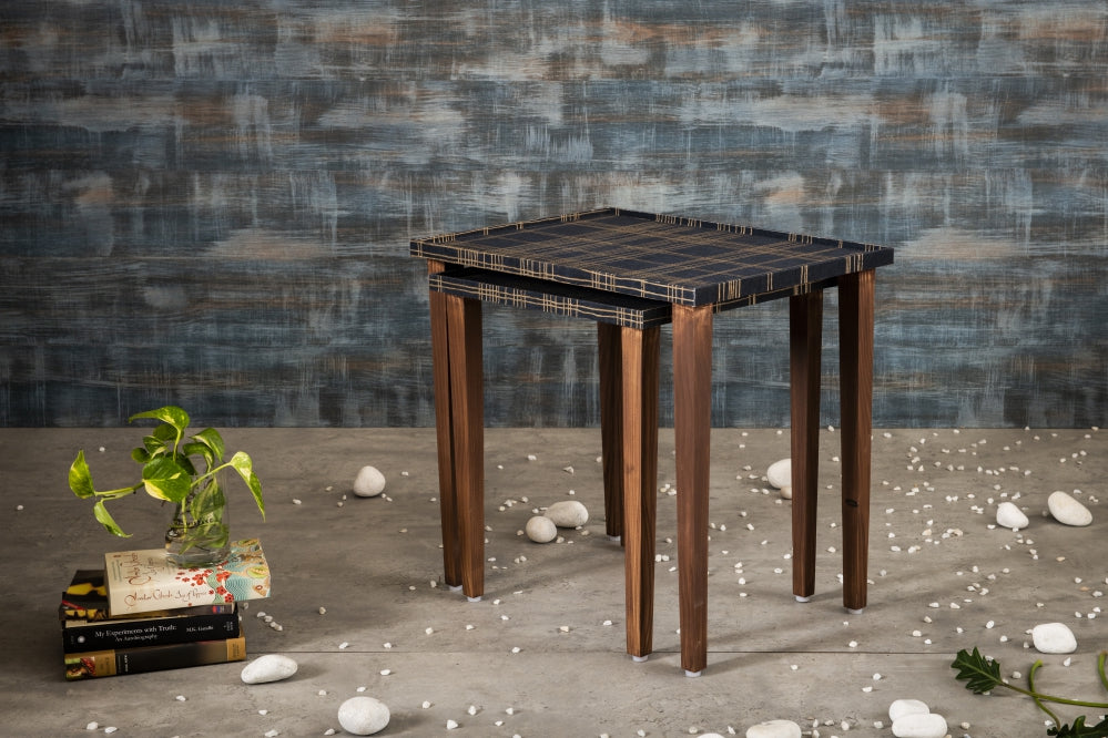 A Tiny Mistake Tesseract Wooden Rectangle Nesting Tables (Set of 2), Living Room Decor