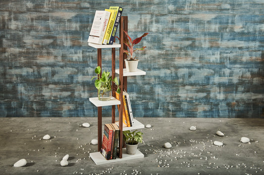 A Tiny Mistake All Purpose Five Tier Stand (One Piece) (For Planters, Ornaments and Accessories) (Dark Stand with White Planks)